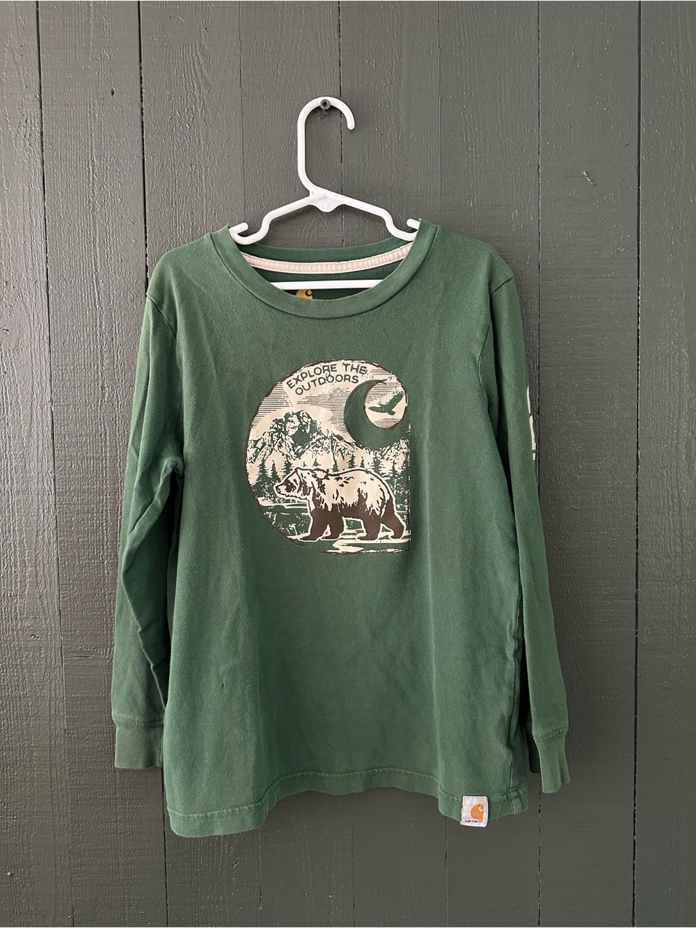 Carhartt Kids' Green 'Explore the Outdoors' Long-Sleeve Tee